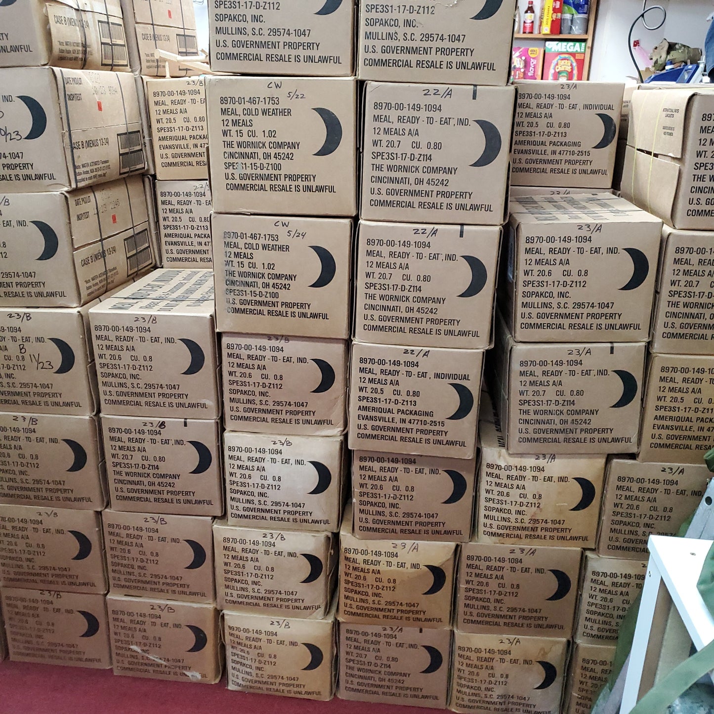 USGI Halal MRE Ration 2023 Insp Date FULL CASE Meals Ready to Eat (gtt)