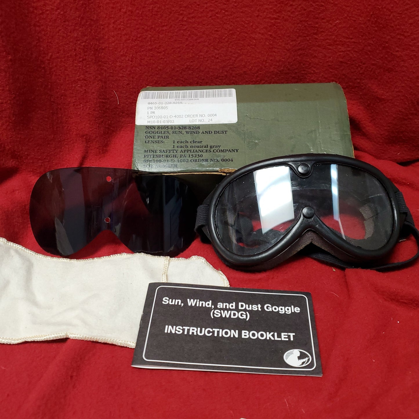 NOS Vintage US Army M-44 Sun Wind Dust Goggles 8465-01-328-8268 (8268)