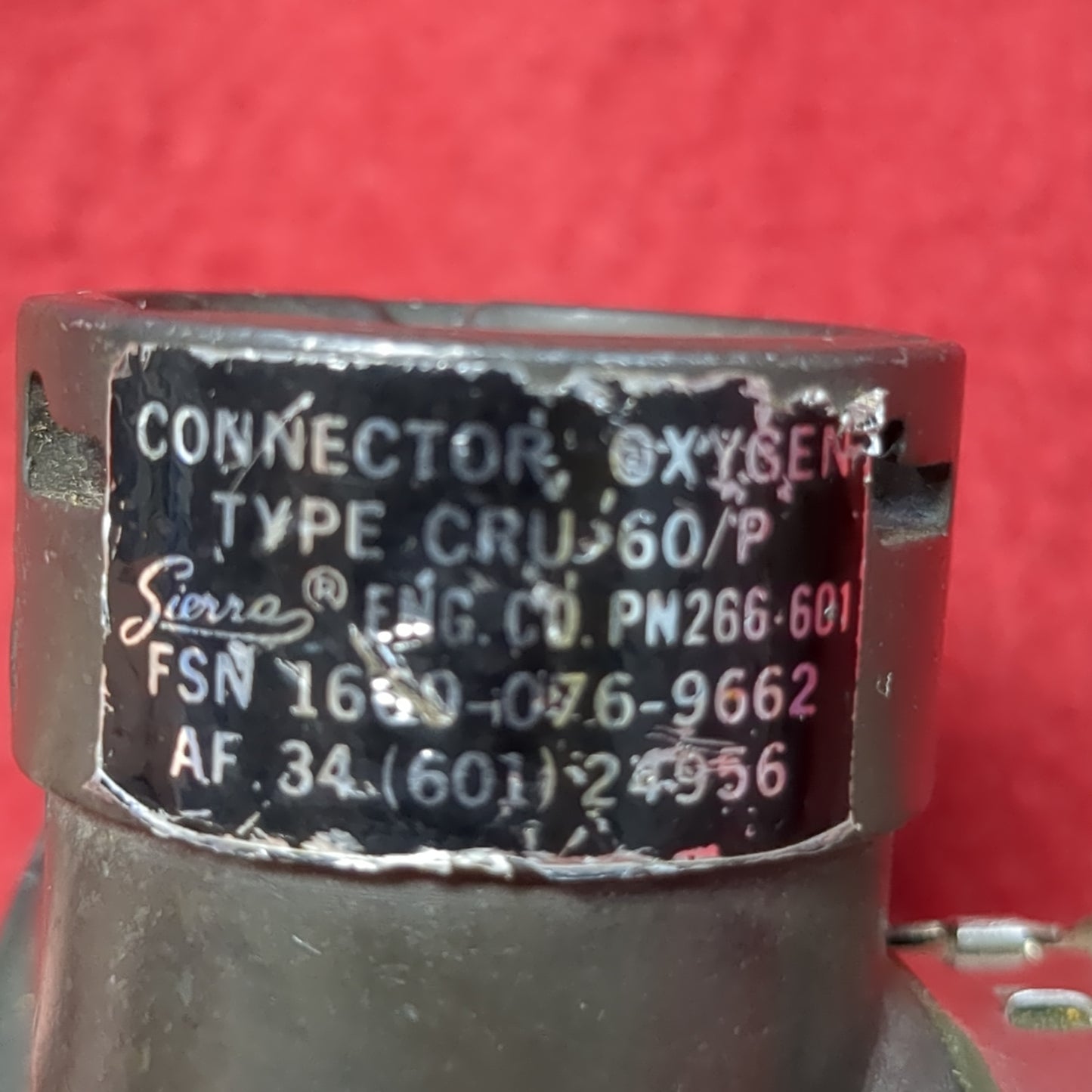 USAF ORU-60/P Oxygen Mask Connector (09cc- ca10-APR420)