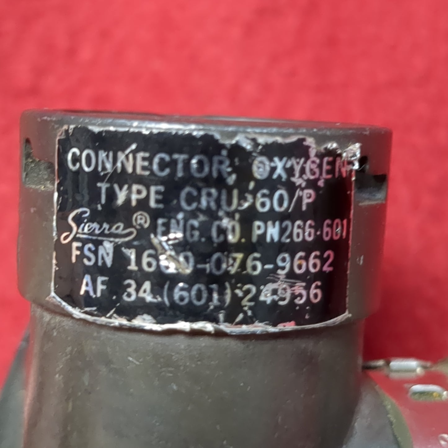 USAF ORU-60/P Oxygen Mask Connector (09cc- ca10-APR420)