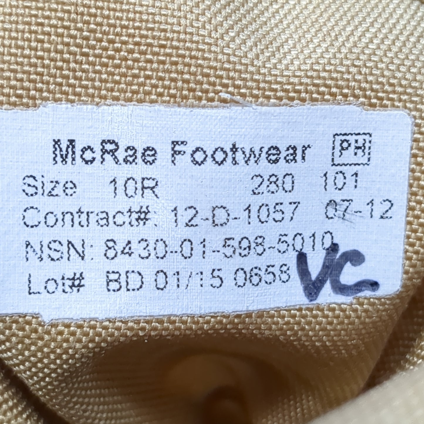 US Army 10 R McRae Hot Weather Combat Boots Coyote 499 Tan (10g 12n- db13-MAY93)