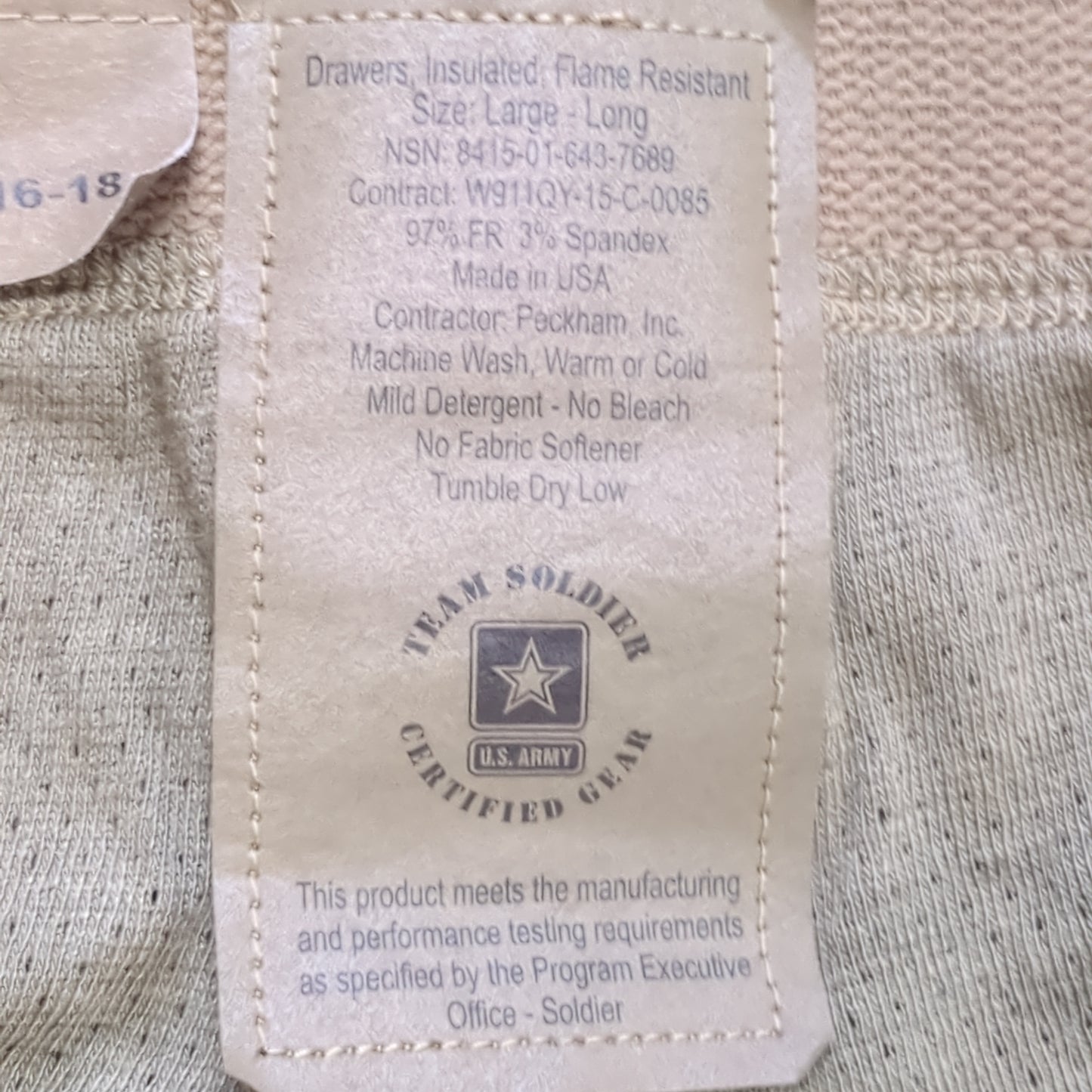 US Army Coyote Large Long Insulated Silks Gen III Level 1 Cold Weather Pants Bottom (fa07-MAY183)