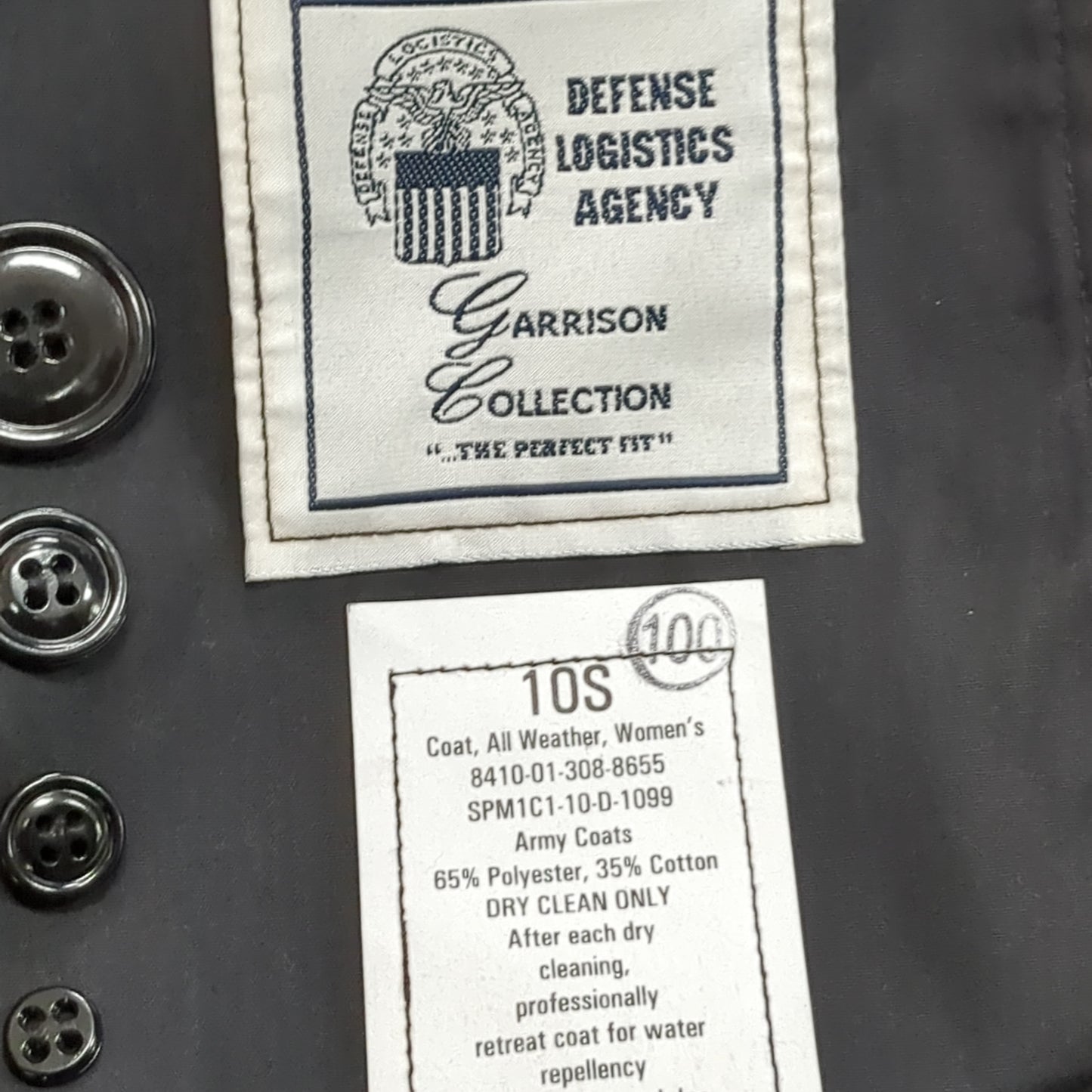 NWT US Army 10S Black All-Weather Overcoat Dress Uniform (BB06-MAY308)
