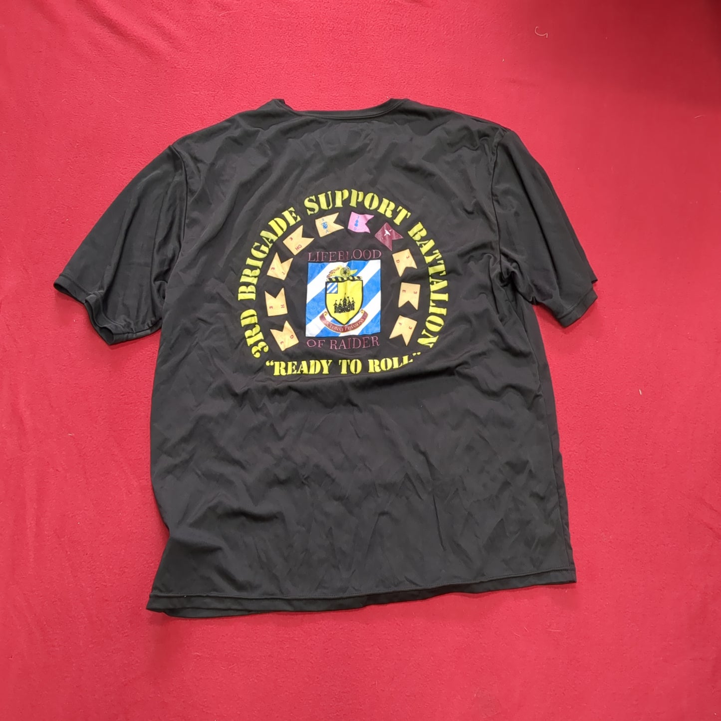 Large 3rd BDE Support Battalion silk shirt Excellent Condition (PT-MAY357)