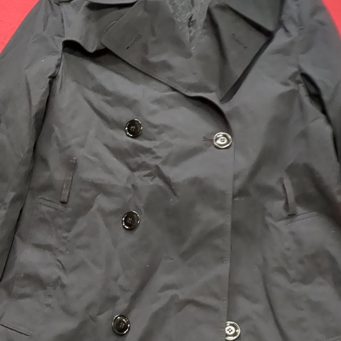 US Army 38 Regular Black All-Weather Overcoat Dress Uniform Good Condition (BA07-JUN82)