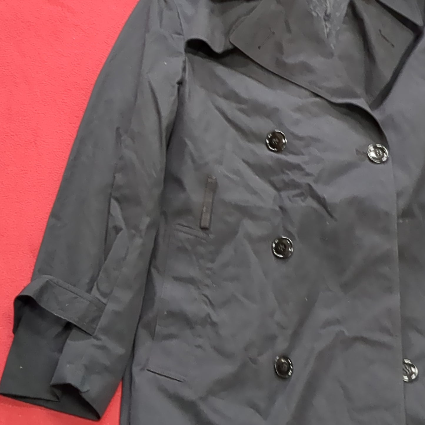 US Army 38 Regular Black All-Weather Overcoat Dress Uniform Good Condition (BA07-JUN82)