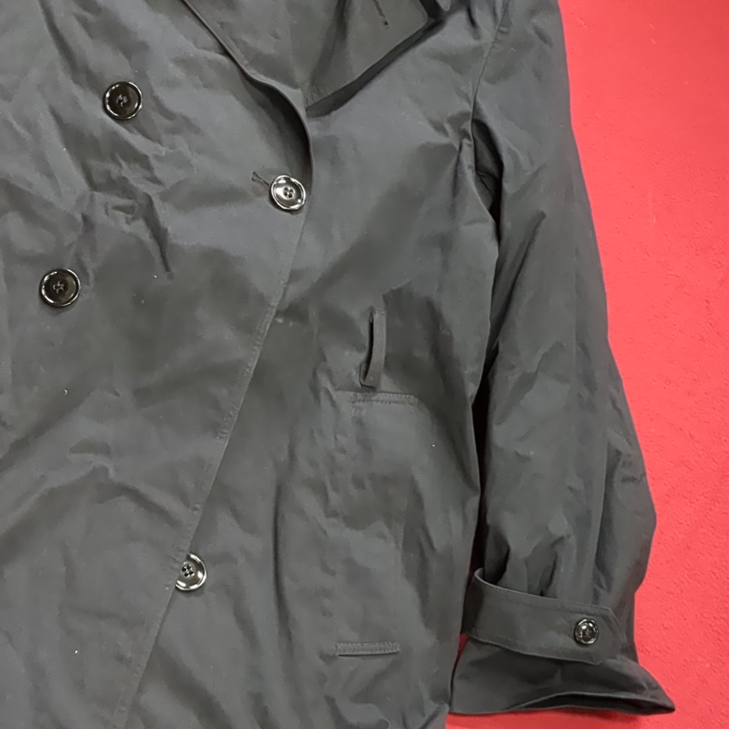 US Army 38 Regular Black All-Weather Overcoat Dress Uniform Good Condition (BA07-JUN82)