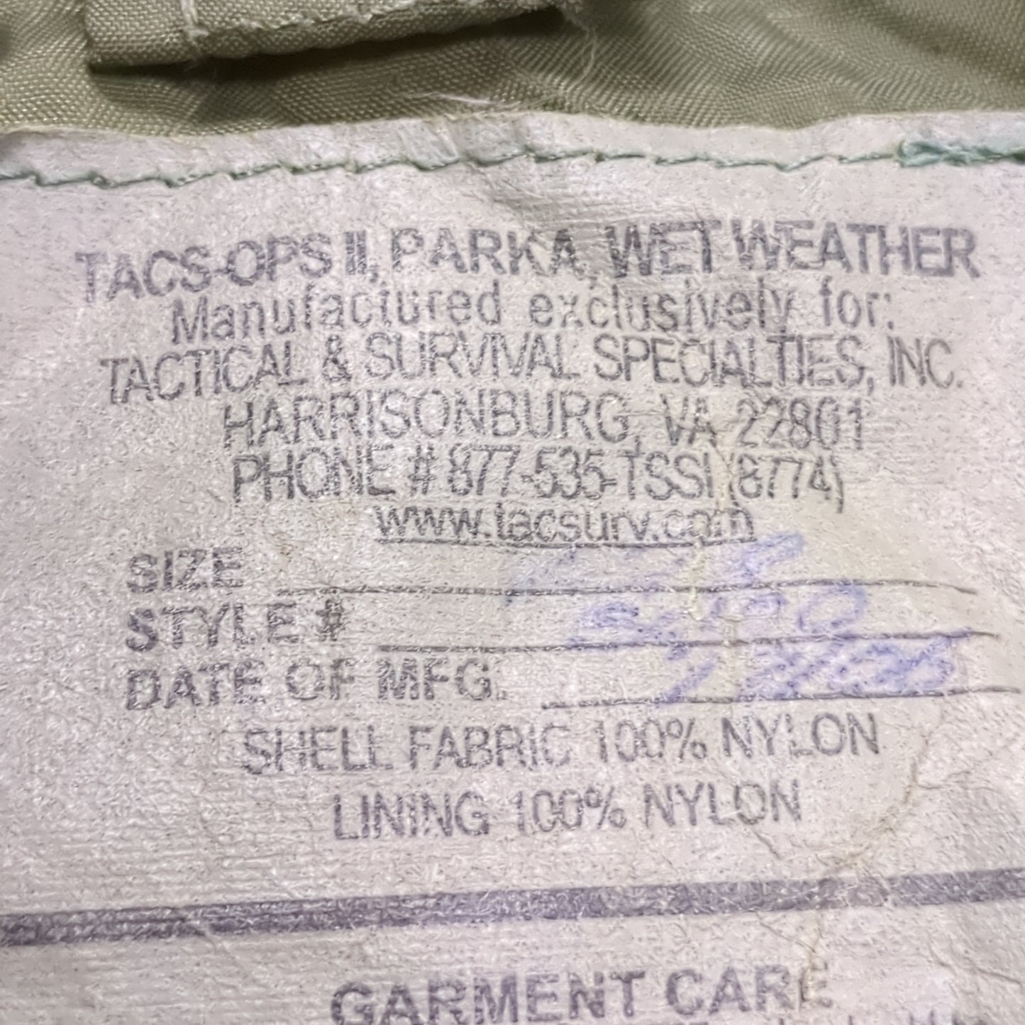 TSSI Tac Ops II Cold Weather Parka Jacket ACU/UCP (fb15-JUN84)