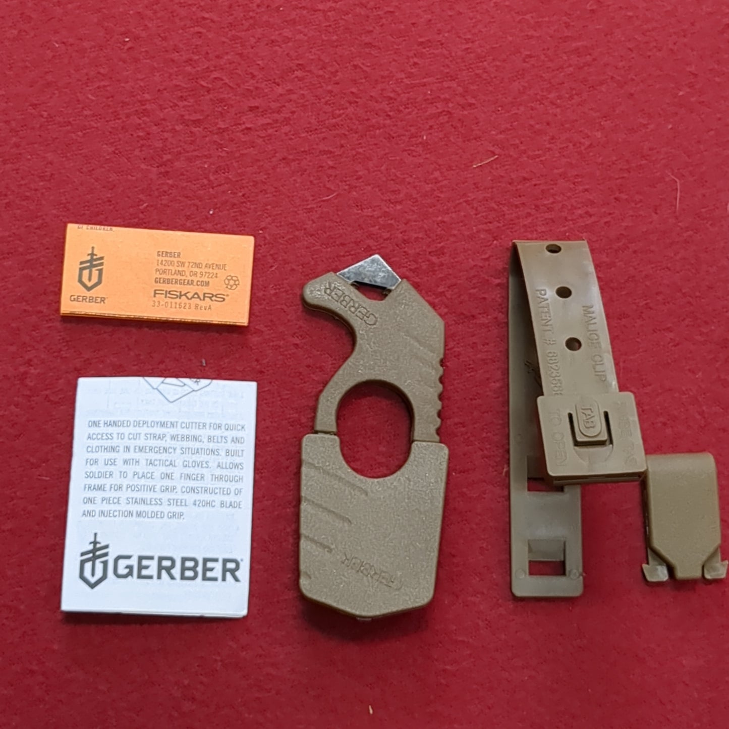 NOS Gerber Rescue Hook Seatbelt Strap Cutter Glass Breaker Case Malice Belt Clip (ifak2 ac08-GUA122)