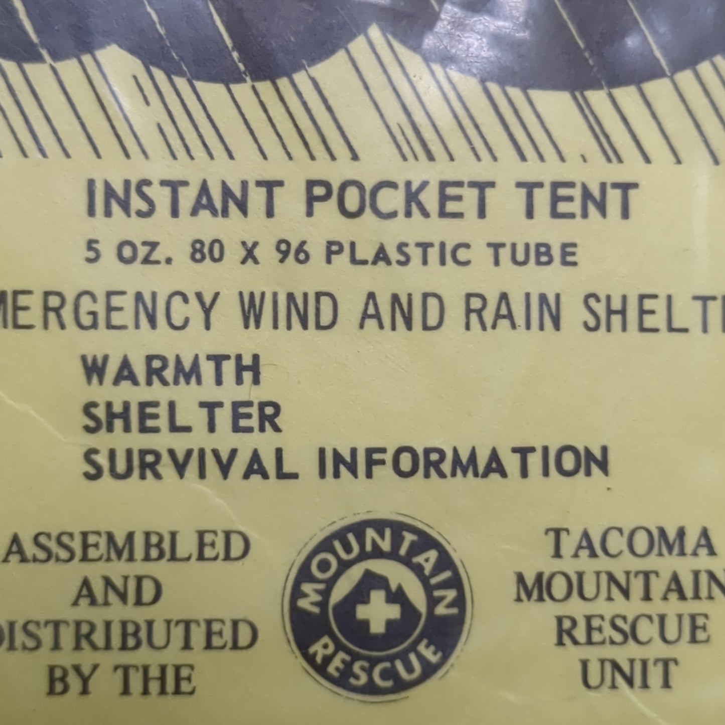 Vintage New In Package NIP STORM SHELTER Instant Pocket Tent 5oz 80” x 96” (06cc- ca9-JUL203)