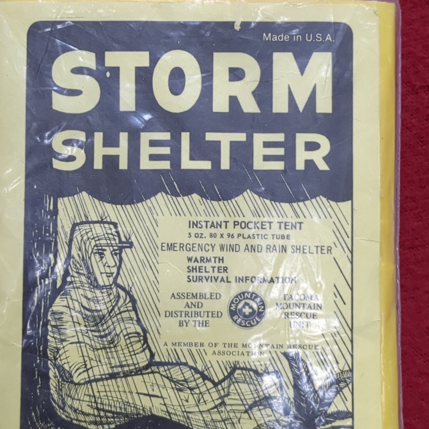 Vintage New In Package NIP STORM SHELTER Instant Pocket Tent 5oz 80” x 96” (06cc- ca9-JUL203)