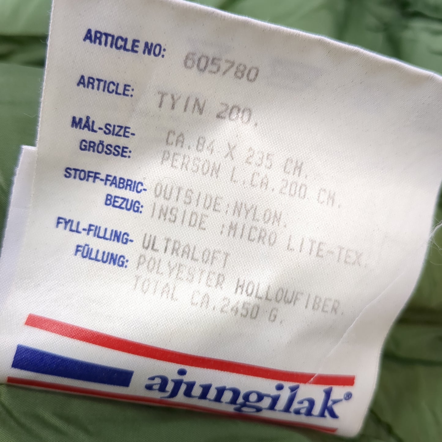 P/O Ajungilak Sleeping Bag Winter OD Green w Stuff Sack (BA05-JUL334)