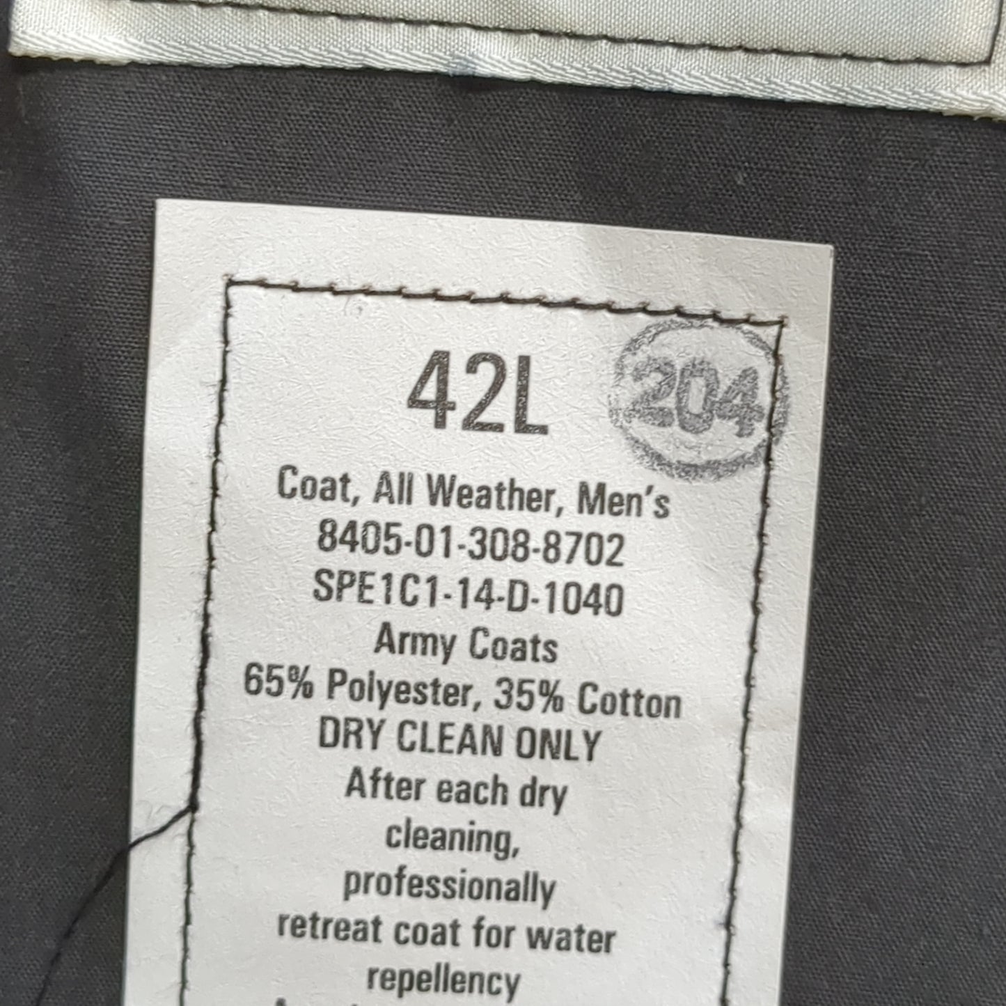 US Army DLA 42L Black All-Weather Overcoat Dress Uniform (BB07-JUL347)
