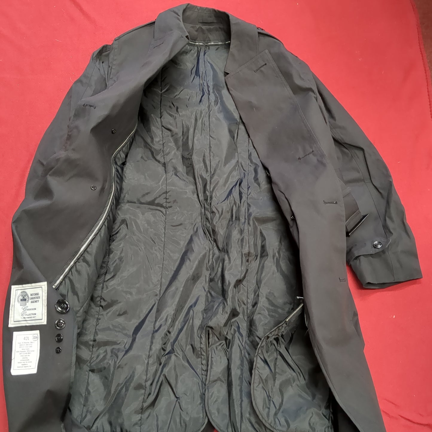 US Army DLA 42L Black All-Weather Overcoat Dress Uniform (BB07-JUL347)