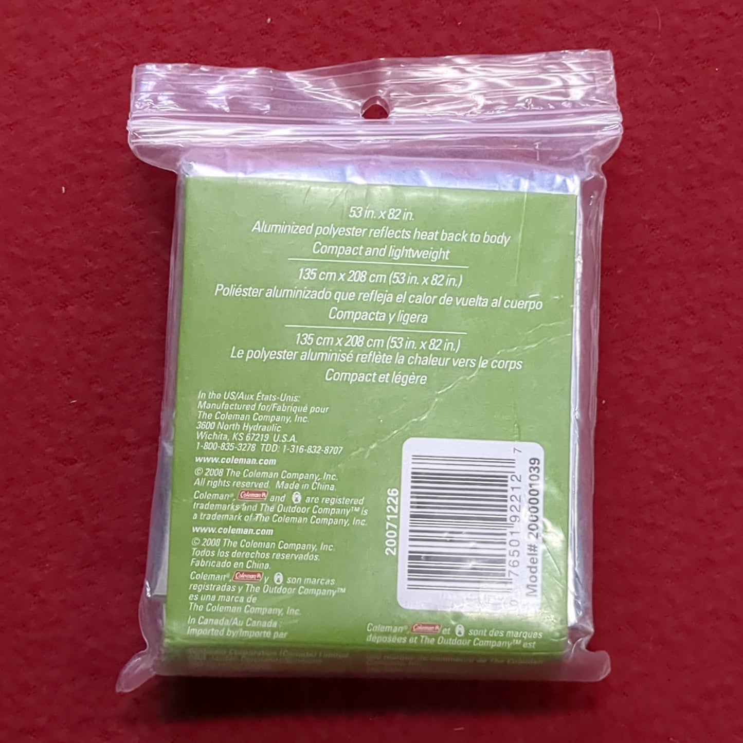 NOS Coleman Emergency Blanket (06cc- ca9-AUG76)