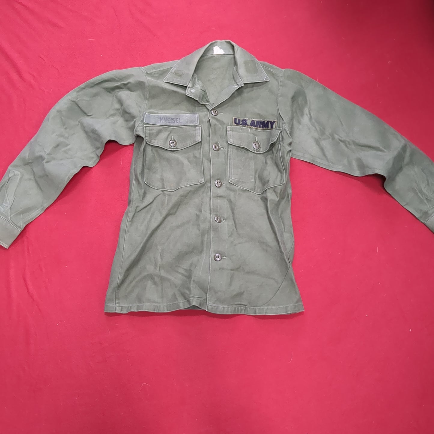 Vintage '57 US Army Cotton 13 1/2 x 33 Long-sleeve OG -107 Shirt (aa14-11)