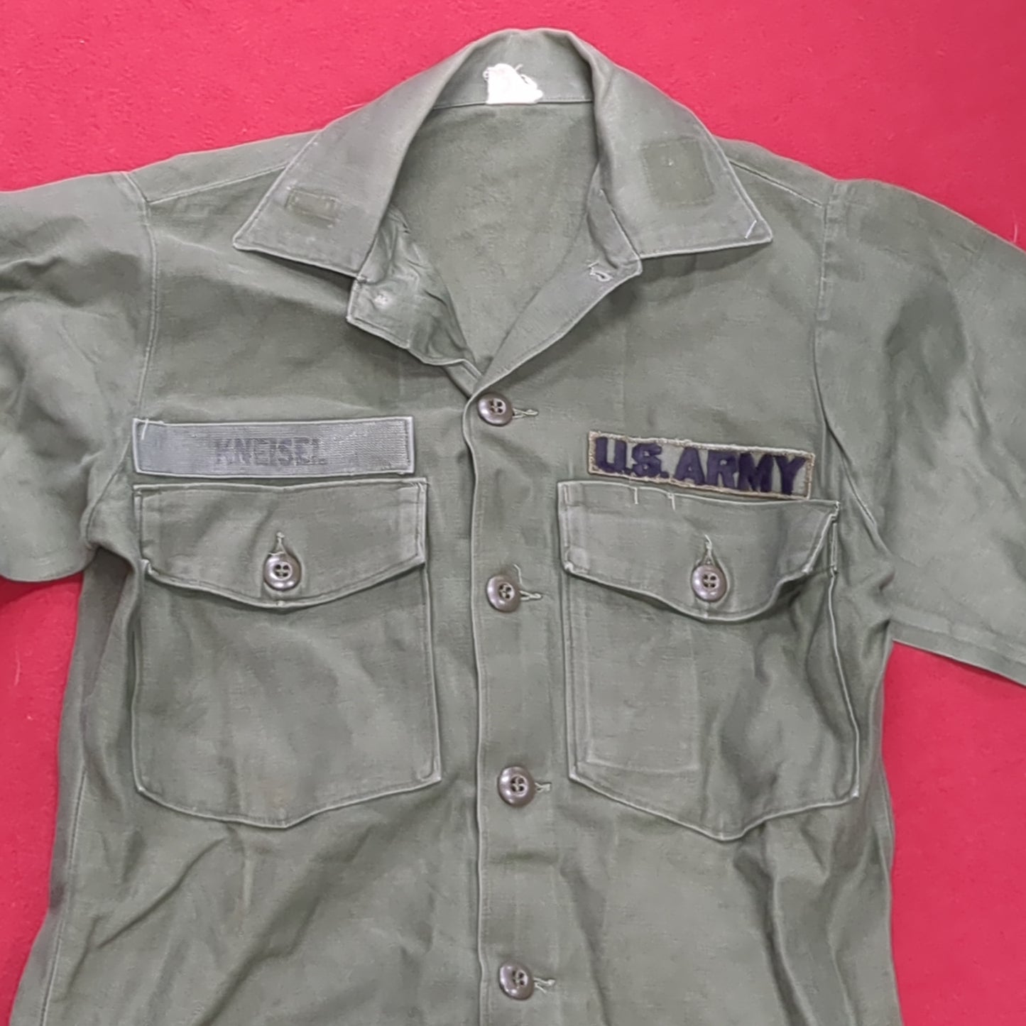Vintage '57 US Army Cotton 13 1/2 x 33 Long-sleeve OG -107 Shirt (aa14-11)