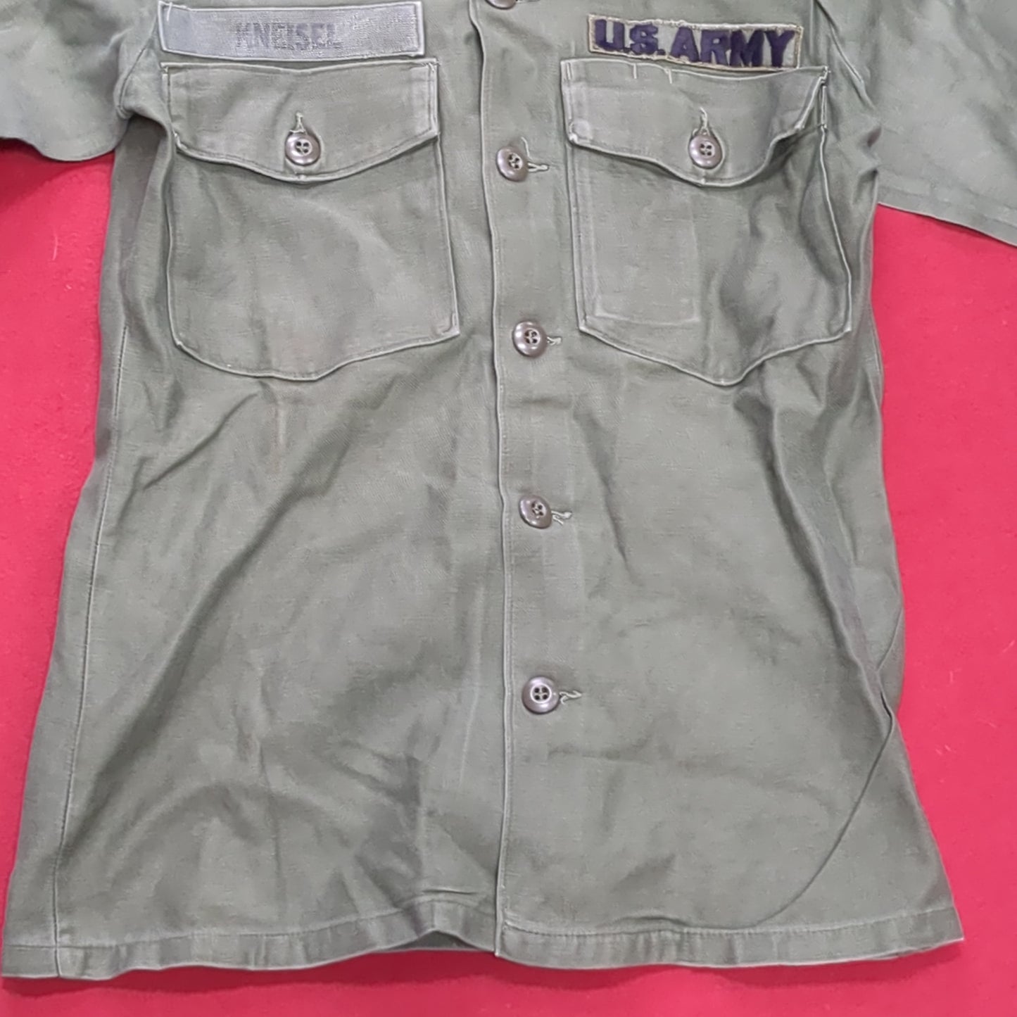 Vintage '57 US Army Cotton 13 1/2 x 33 Long-sleeve OG -107 Shirt (aa14-11)