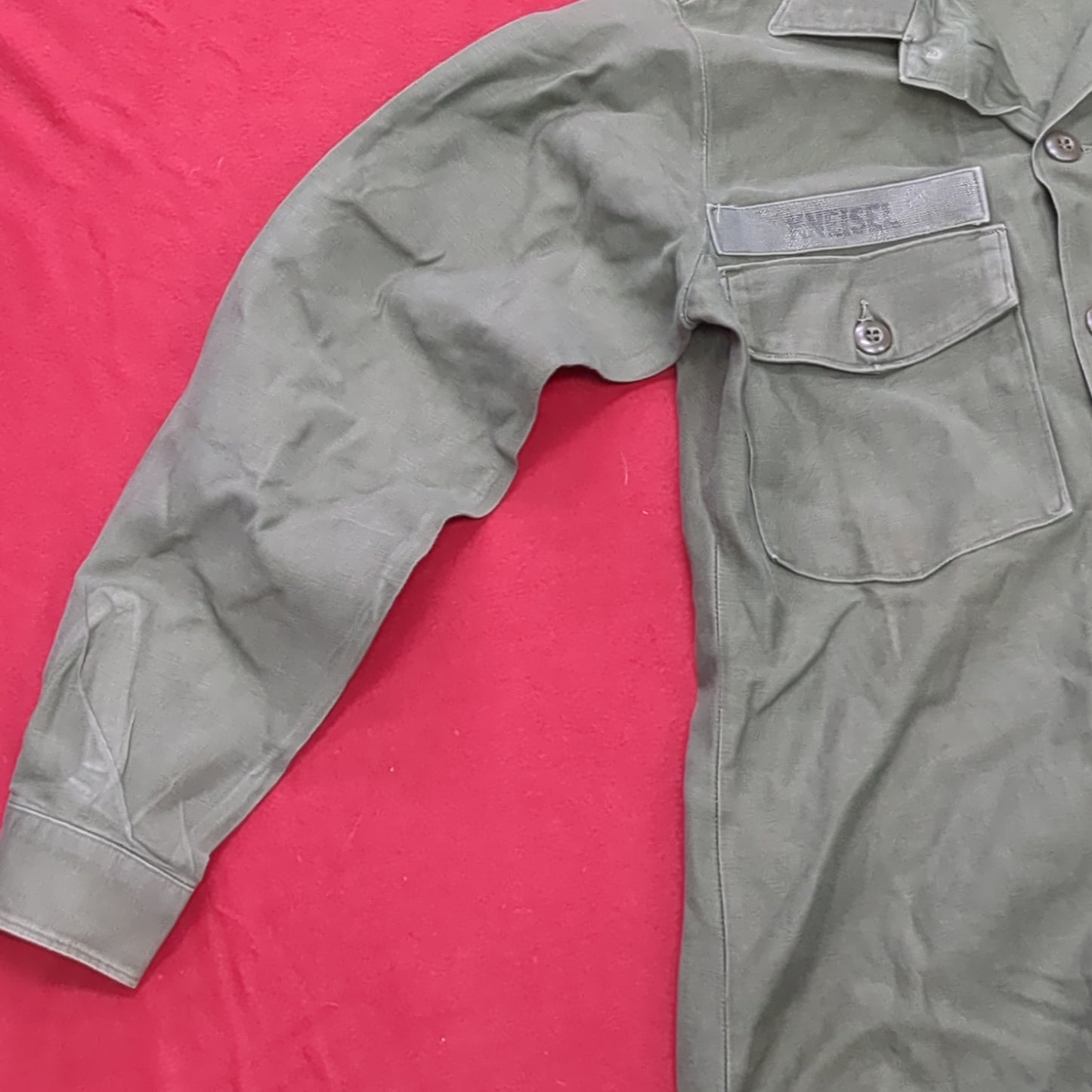 Vintage '57 US Army Cotton 13 1/2 x 33 Long-sleeve OG -107 Shirt (aa14-11)