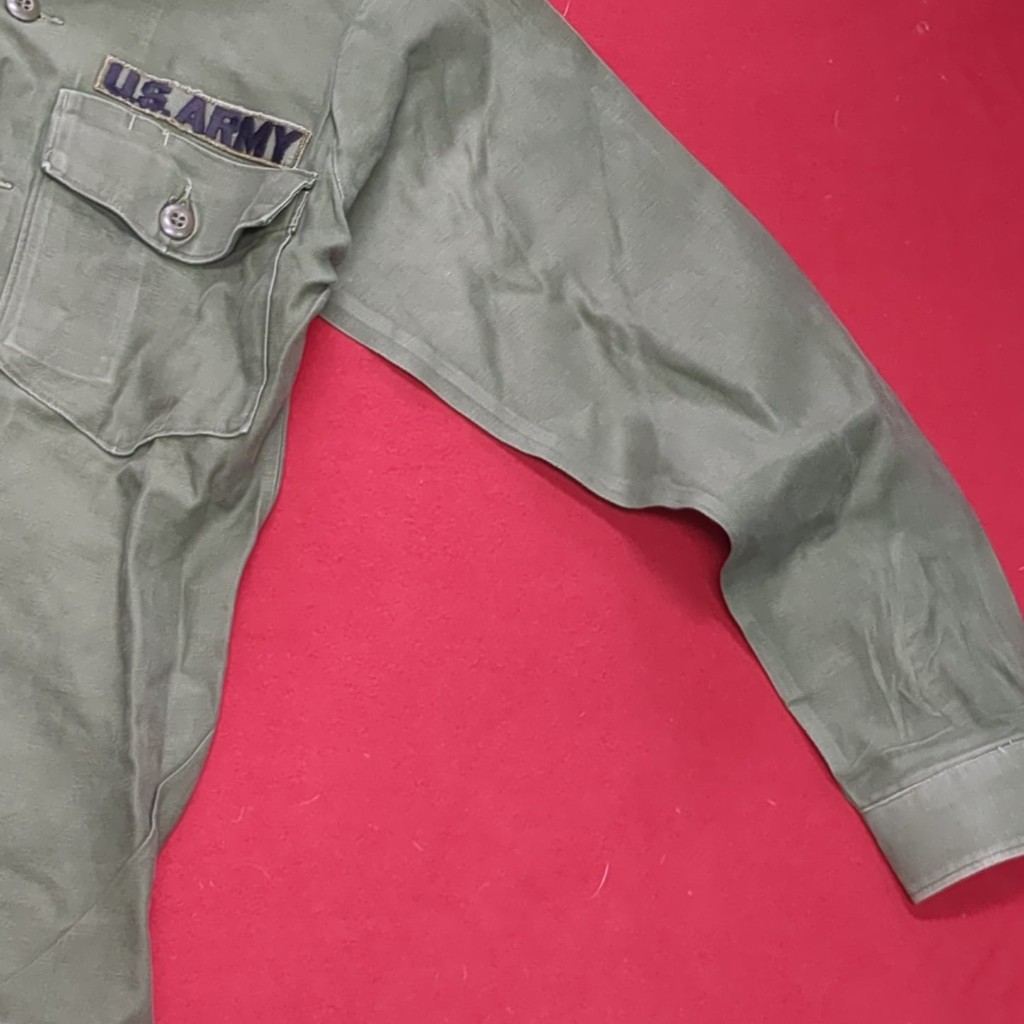 Vintage '57 US Army Cotton 13 1/2 x 33 Long-sleeve OG -107 Shirt (aa14-11)