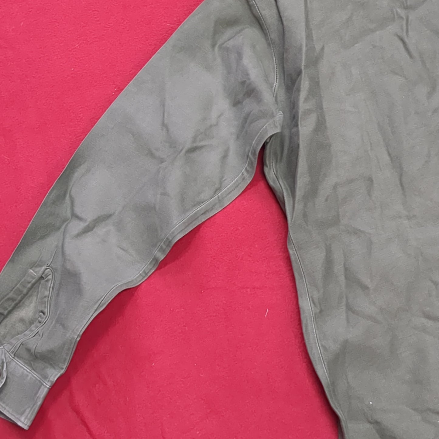 Vintage '57 US Army Cotton 13 1/2 x 33 Long-sleeve OG -107 Shirt (aa14-11)