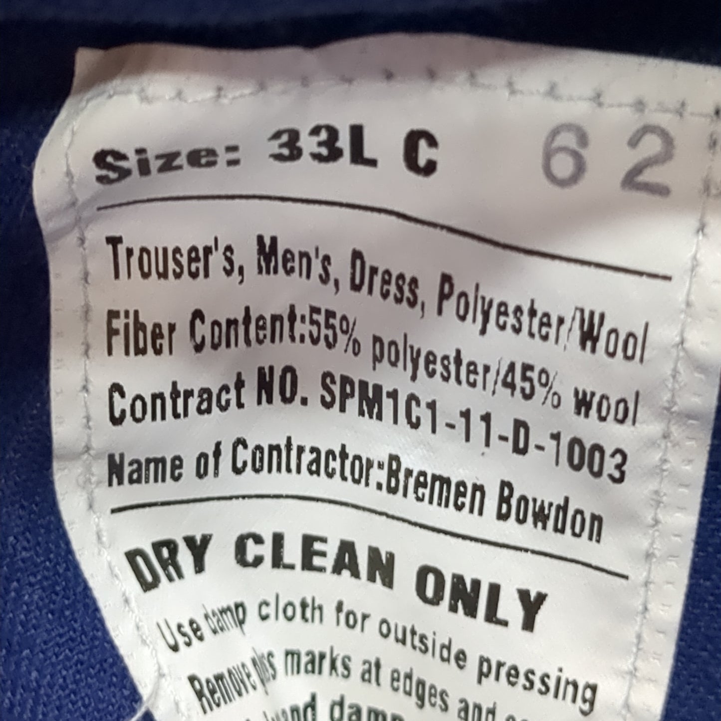 US Army ASU 33x34 Enlisted Unstriped Pants Trouser Dress Blue (aa08-166)