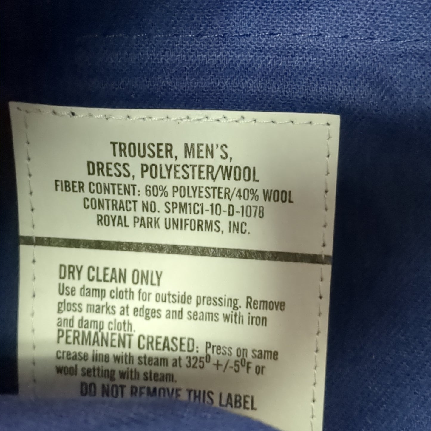 US Army ASU 32 Regular Enlisted Unhemmed Unstriped Pants Trouser Dress Blue (aa08-189)