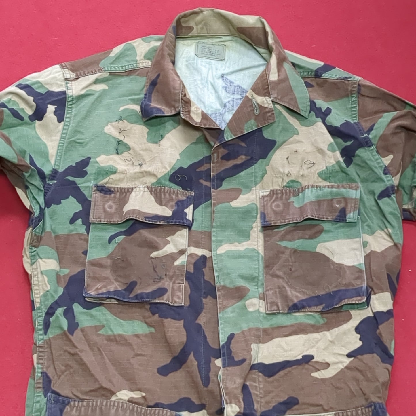 US Army Woodland Camo Hot Weather Coat Size Small Long (aa14-24)
