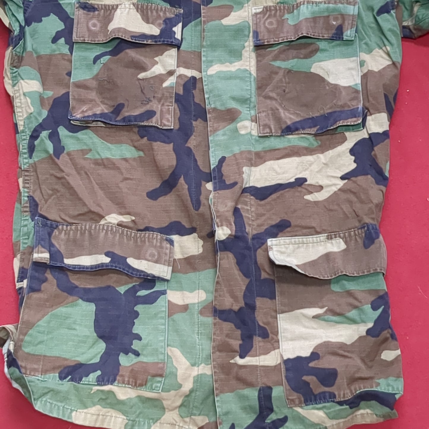 US Army Woodland Camo Hot Weather Coat Size Small Long (aa14-24)