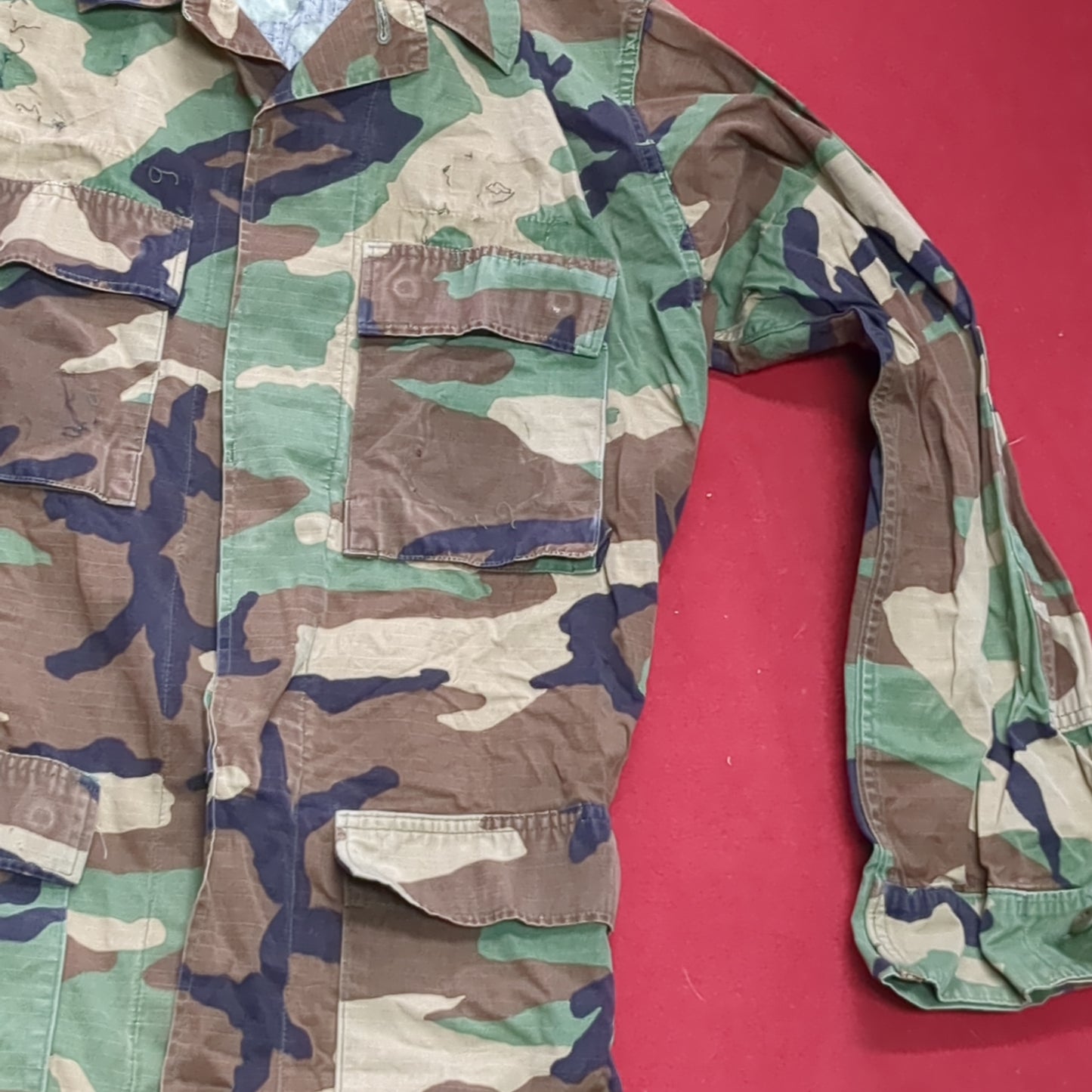 US Army Woodland Camo Hot Weather Coat Size Small Long (aa14-24)
