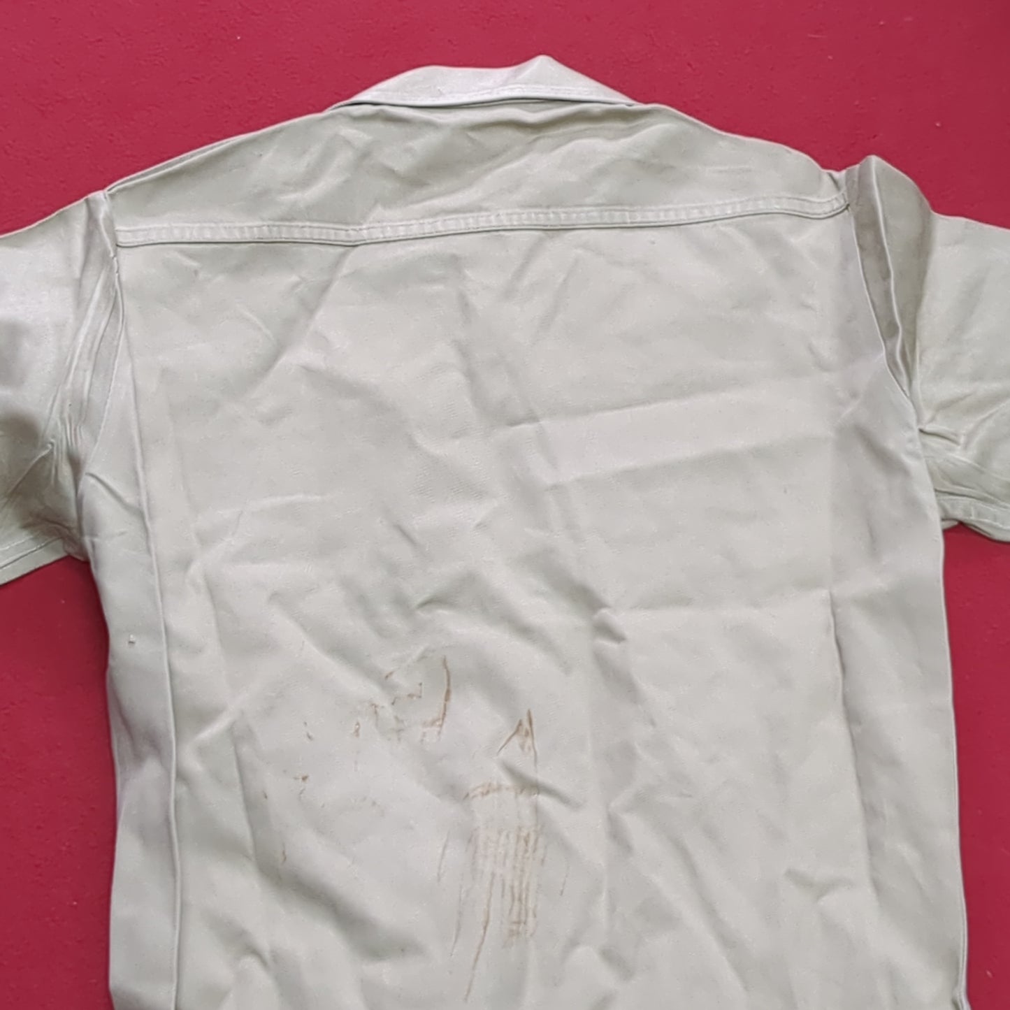 Vintage Vietnam Era US Army Men's Small Tan 445 Short-Sleeve Shirt Good Condition (aa15-AUG79)