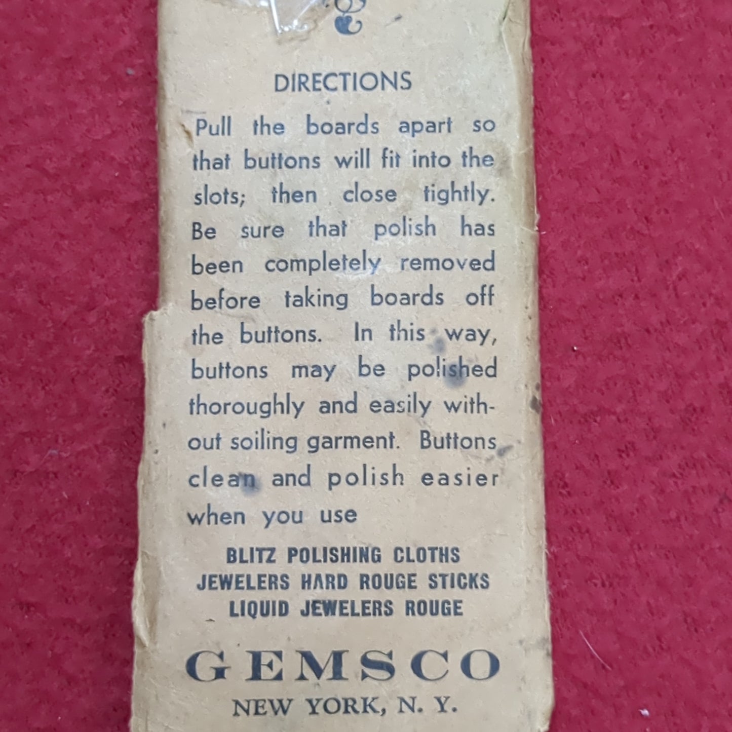Vintage 1922 Gemsco Button Board for Cleaning & Polishing Uniforms (CL23)