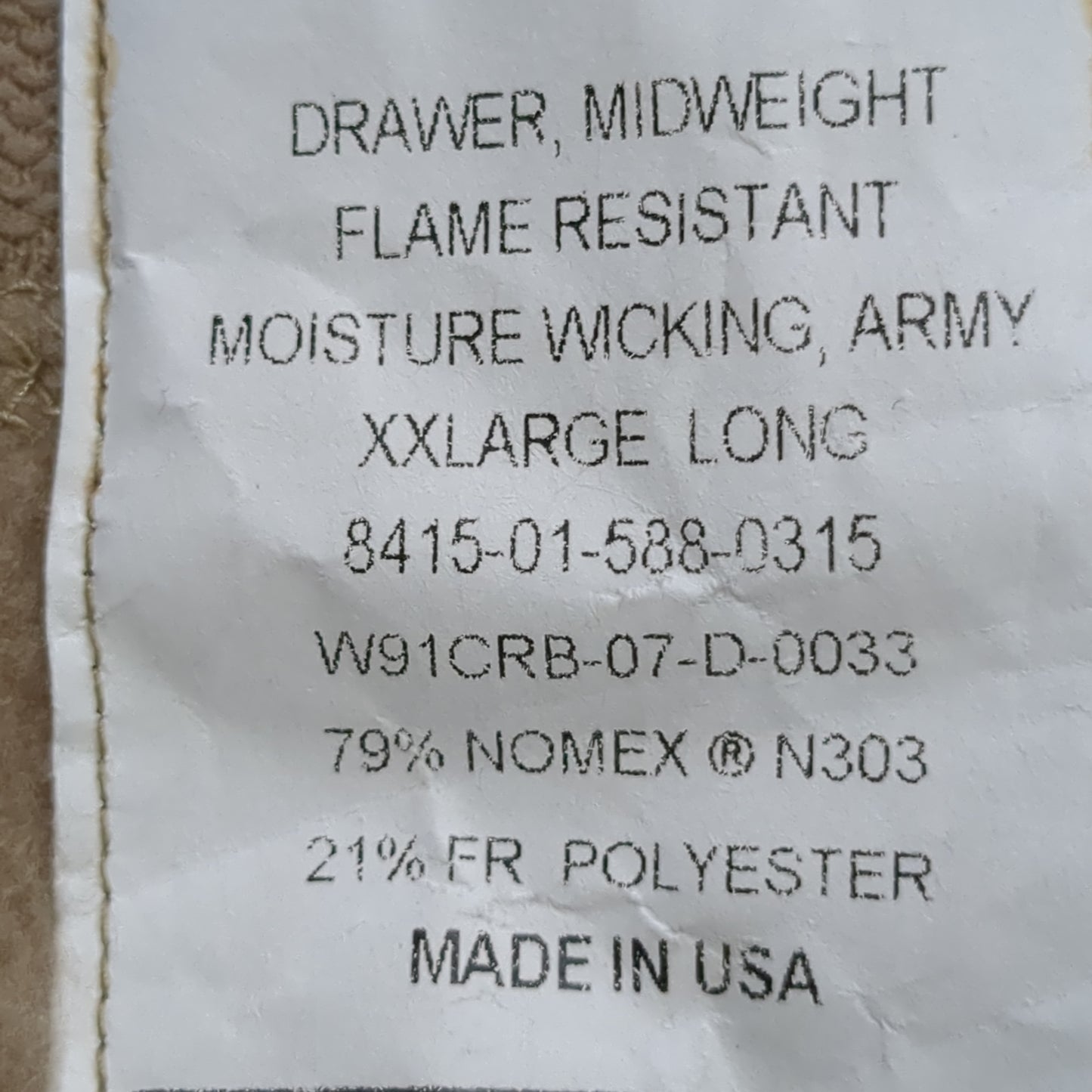 US Army 2XL/L FREE Midweight Moisture Wicking Pants (j14 ab03-c)