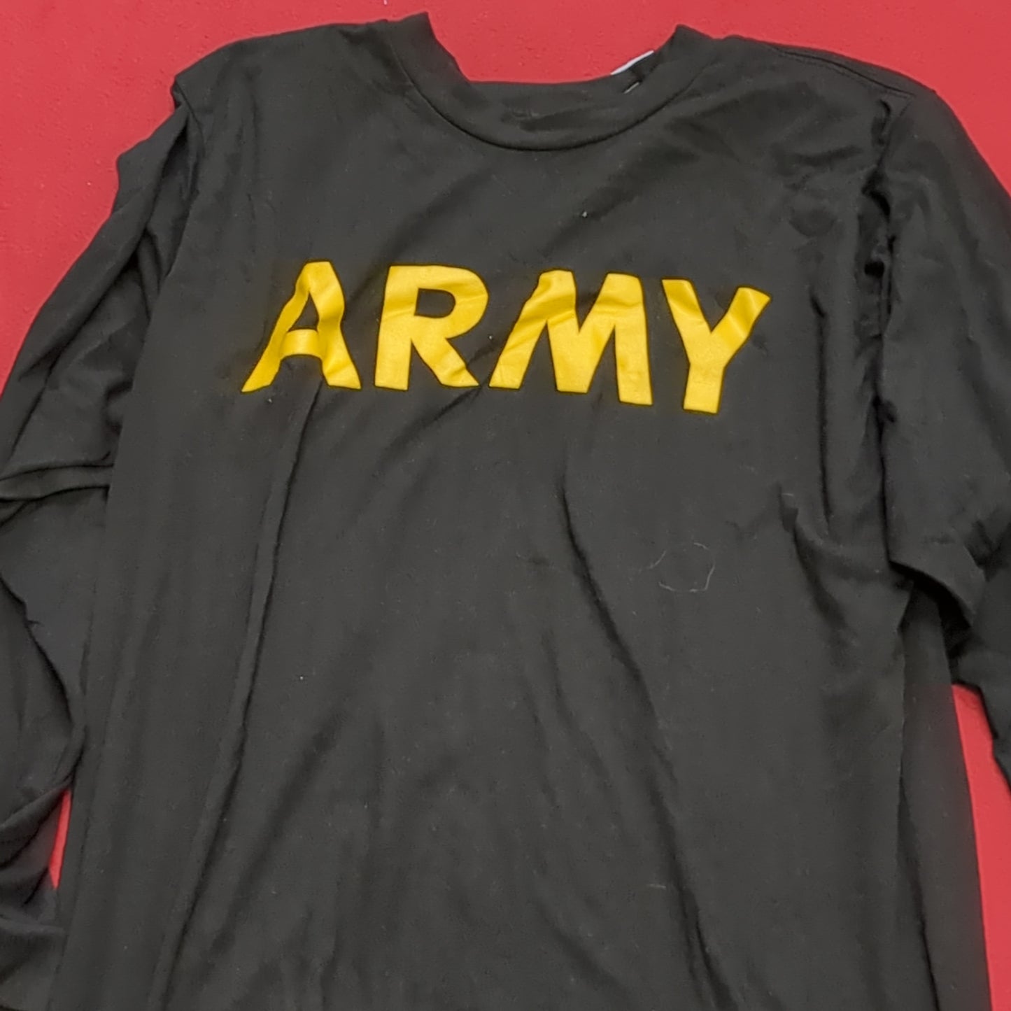 US Army Medium Black Gold Cold Weather APFU PT Uniform Long-Sleeve Shirt (ab03-6)