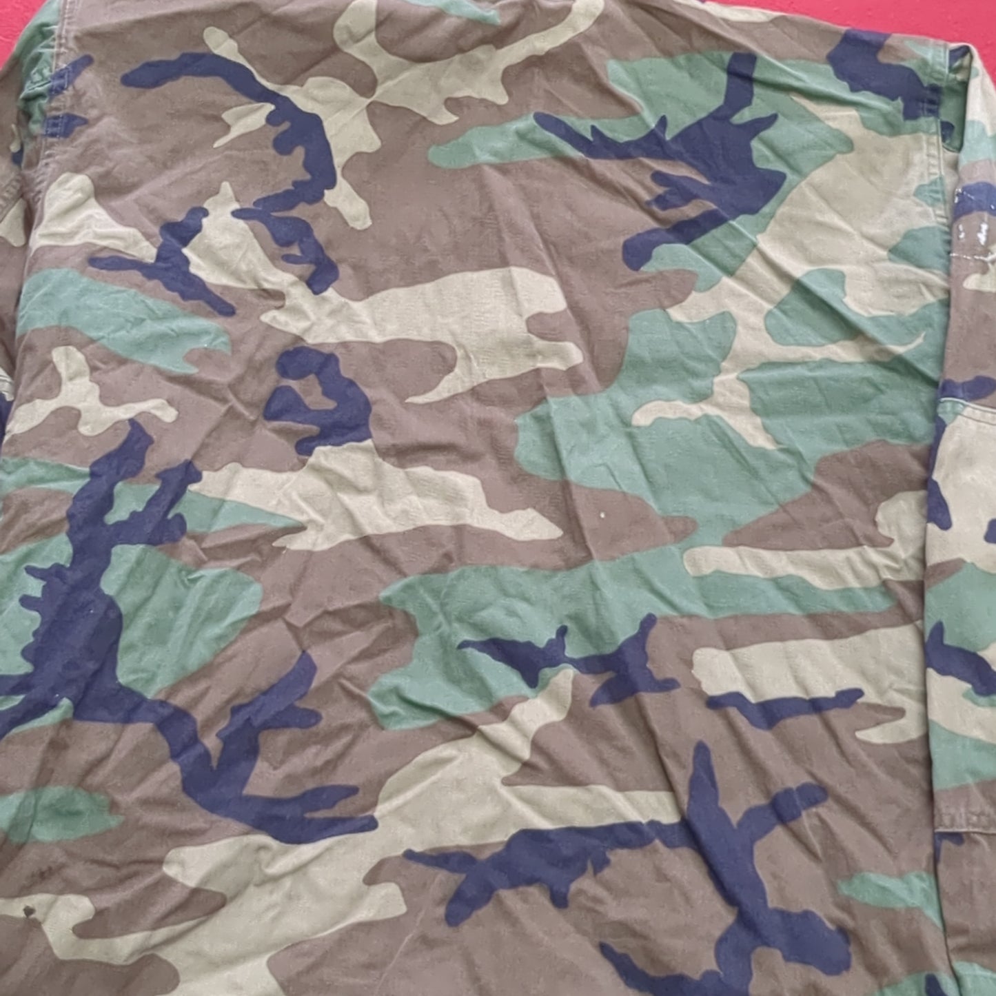 US Army BDU Large Short Woodland Camo Uniform Top Shirt Good Condition (fa14-AUG145)