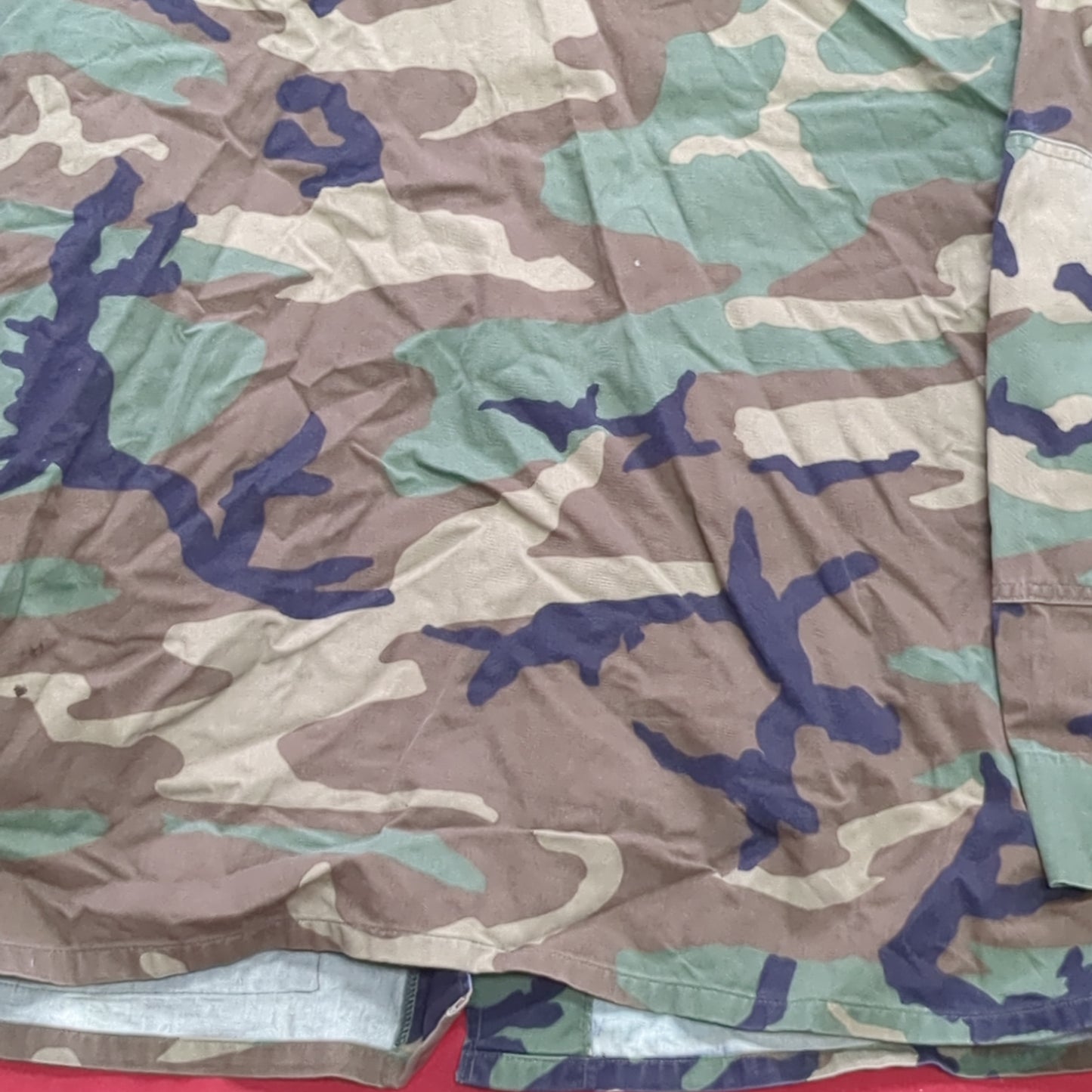US Army BDU Large Short Woodland Camo Uniform Top Shirt Good Condition (fa14-AUG145)