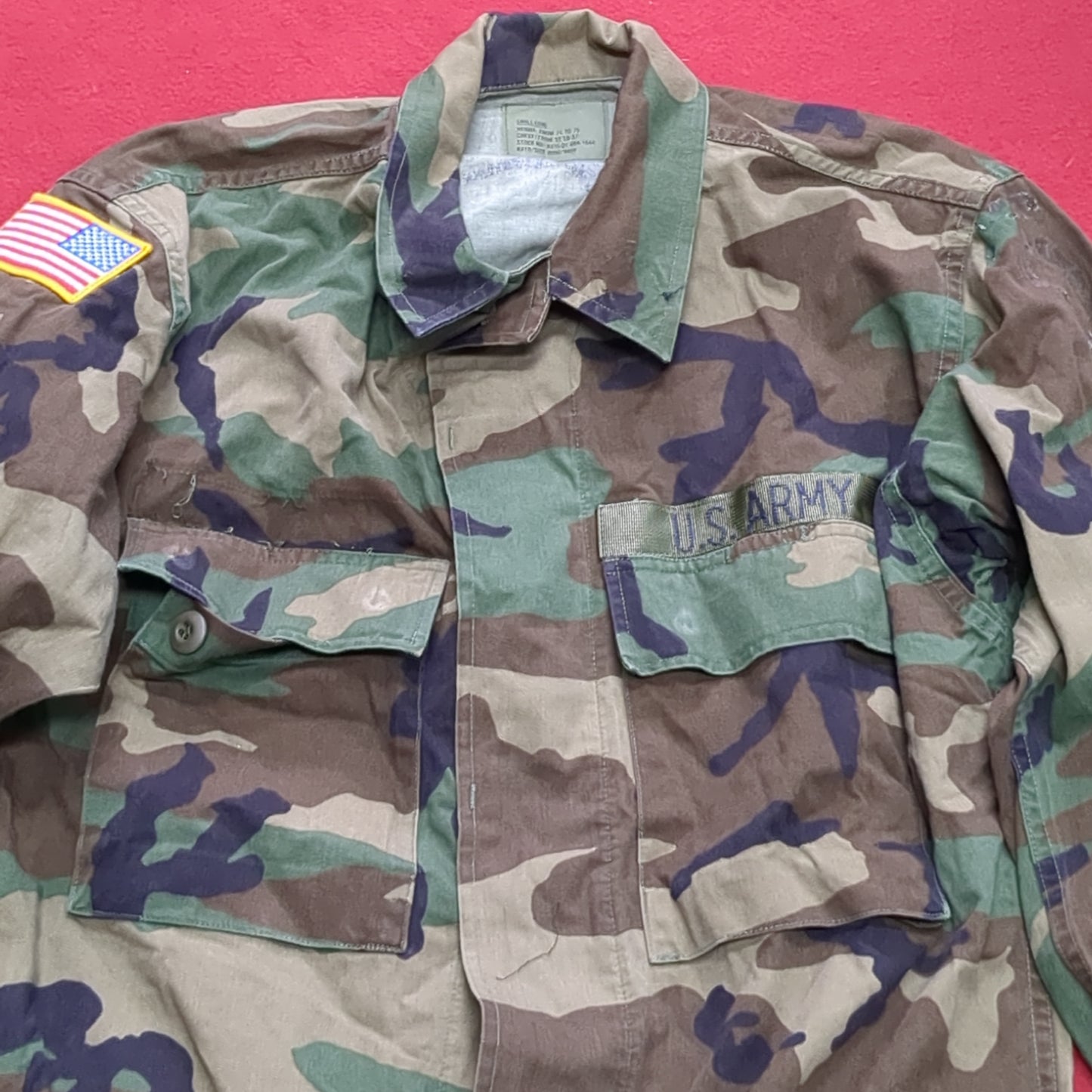 US Army Small Long BDU Woodland Camo Top Jacket Uniform (aa05-3)