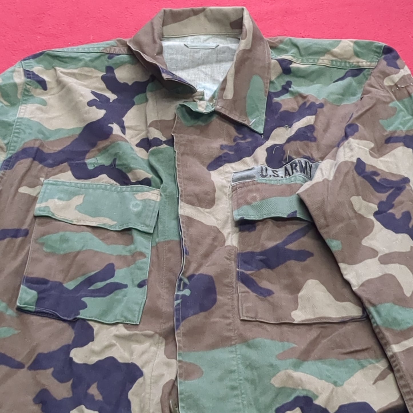 US Army Small Long BDU Woodland Camo Top Jacket Uniform (aa05-7)