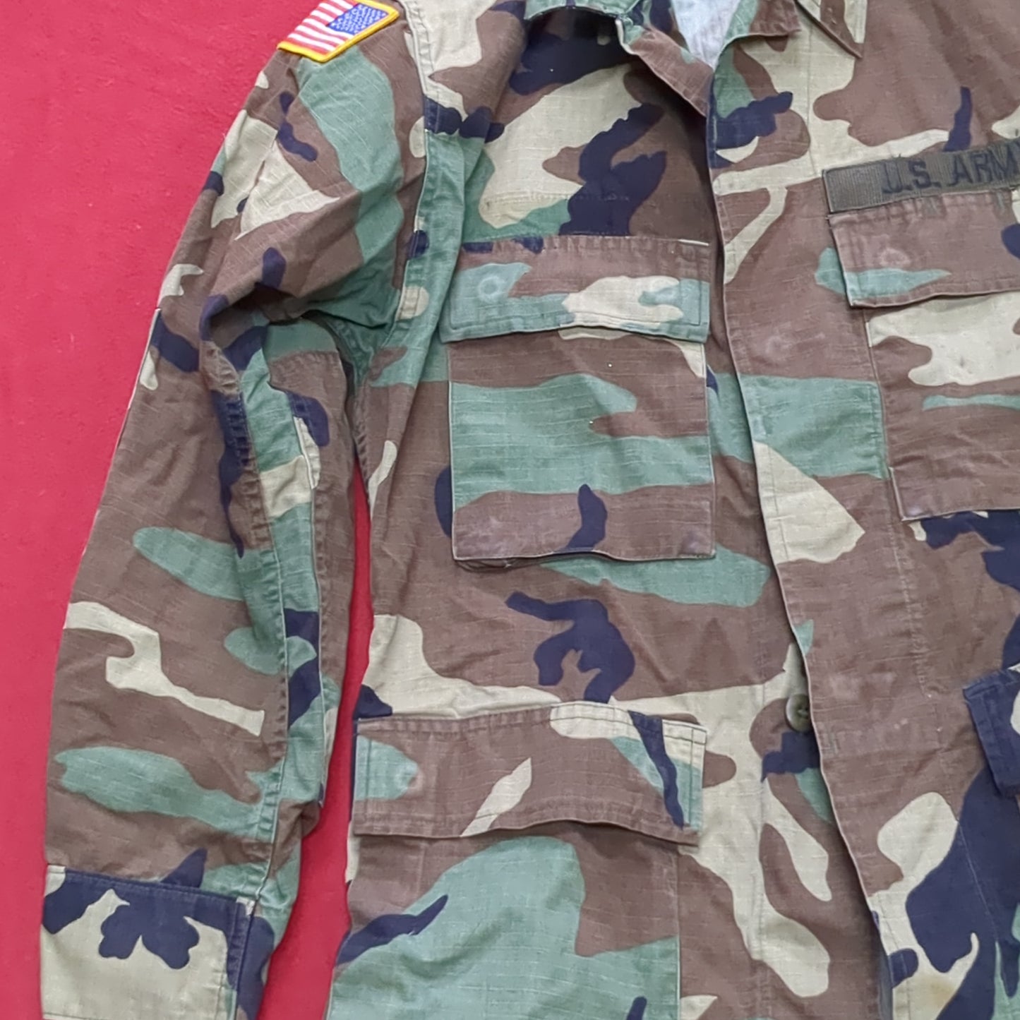 US Army Small Short BDU Woodland Camo Top Jacket Uniform (aa04-15)