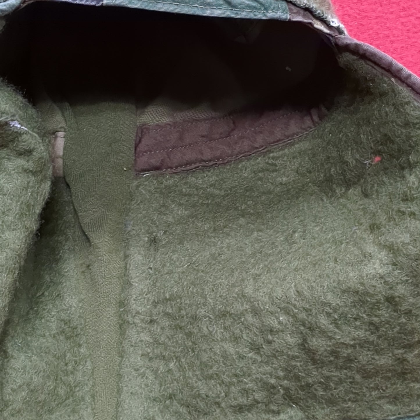 VINTAGE US Army 6 3/4 Cold Weather Liner Pile Cap BDU Woodland Camo (11s (ab10-21)