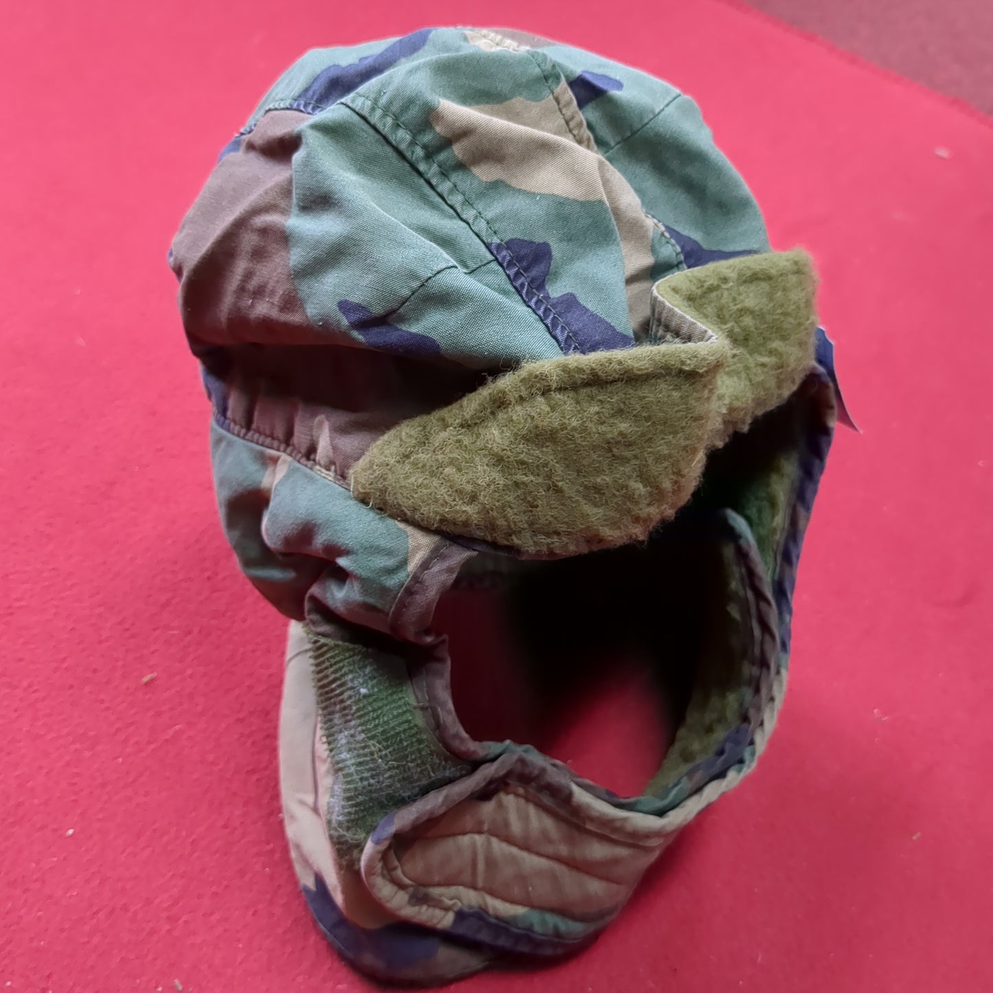 VINTAGE US Army 7 Cold Weather Liner Pile Cap BDU Woodland Camo (11s (ab10-22)