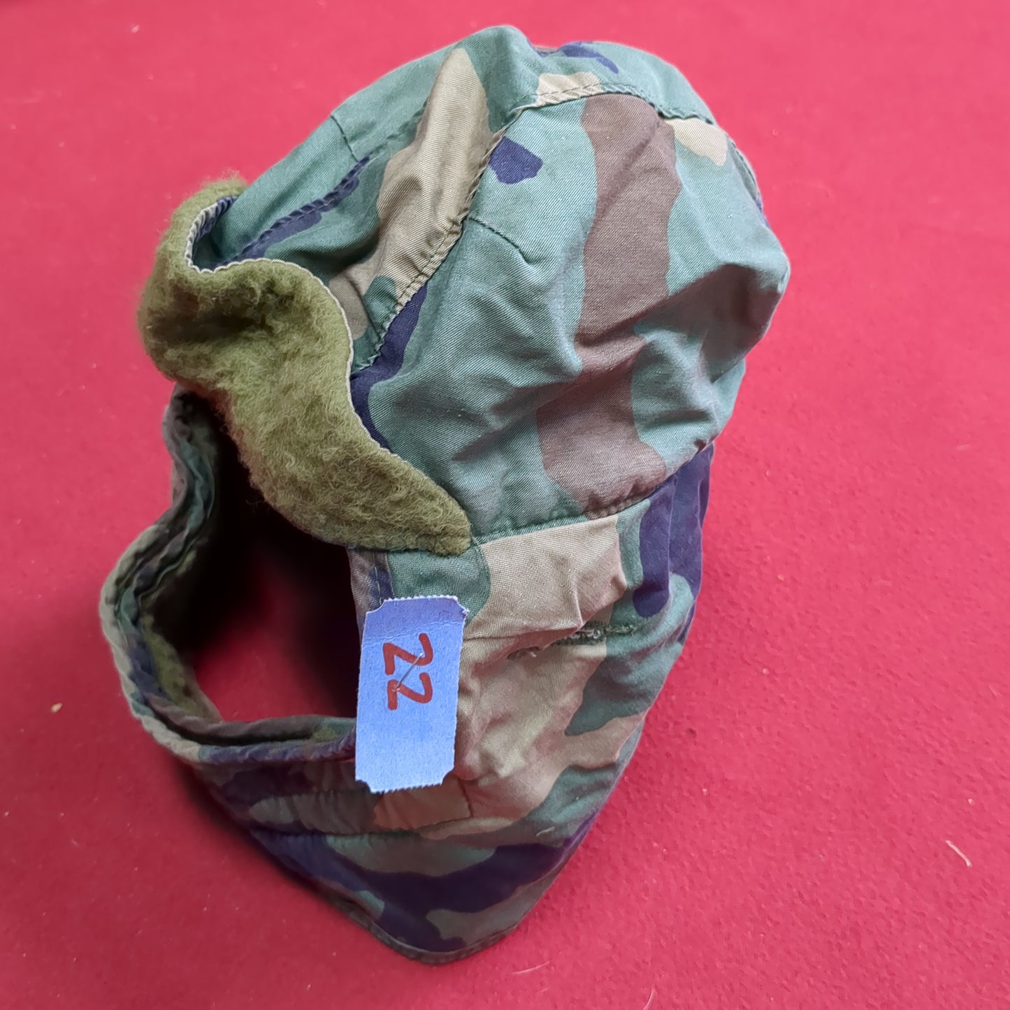 VINTAGE US Army 7 Cold Weather Liner Pile Cap BDU Woodland Camo (11s (ab10-22)