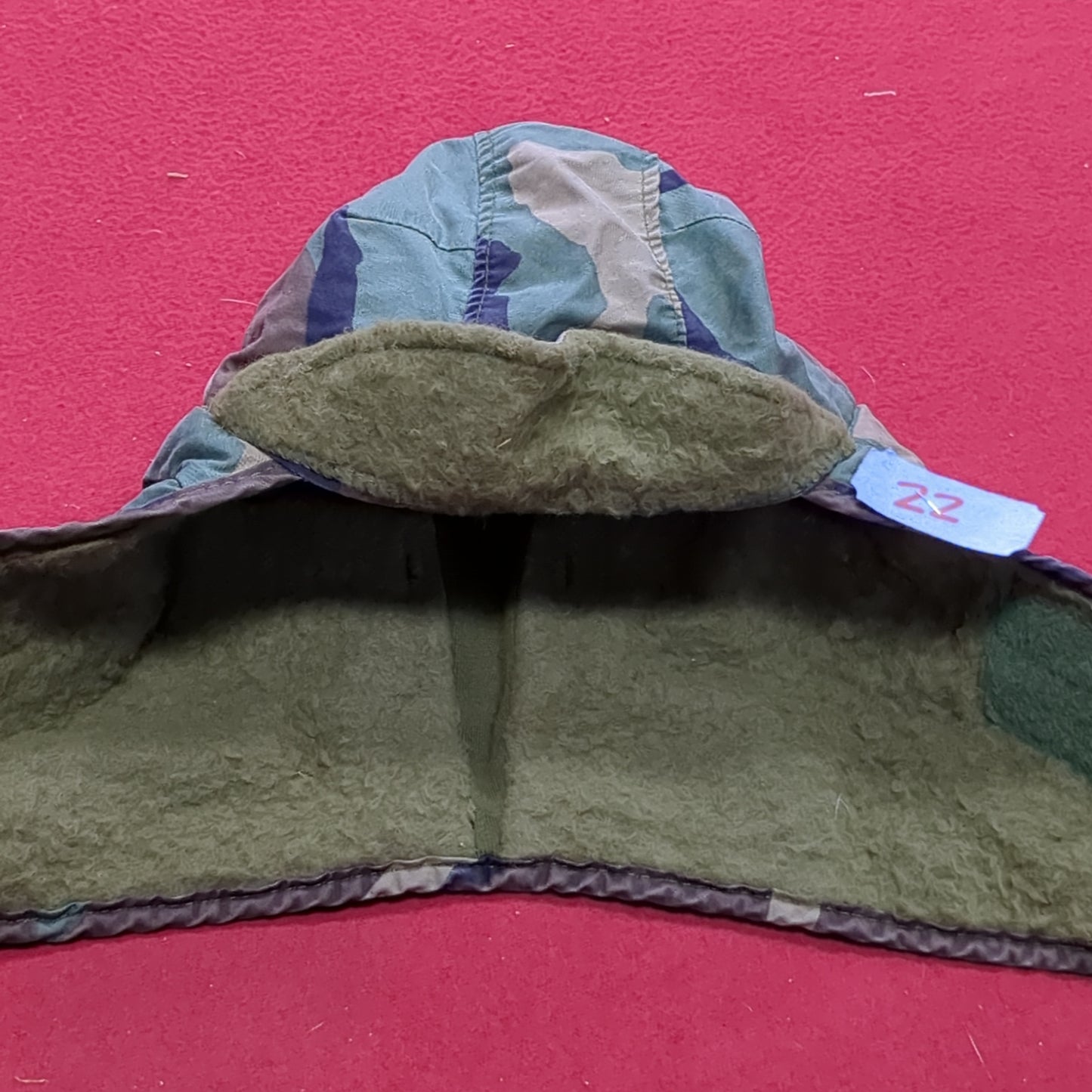 VINTAGE US Army 7 Cold Weather Liner Pile Cap BDU Woodland Camo (11s (ab10-22)