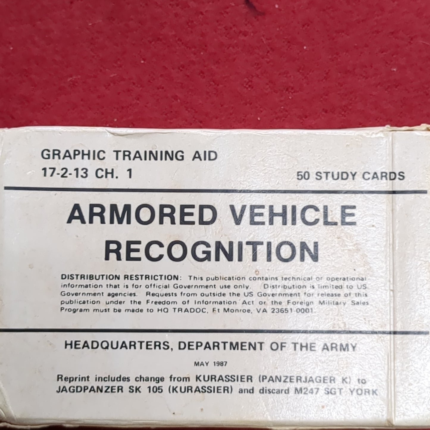 May 1987 Armored Vehicle Recognition Playing Cards (11S (ab10-V)