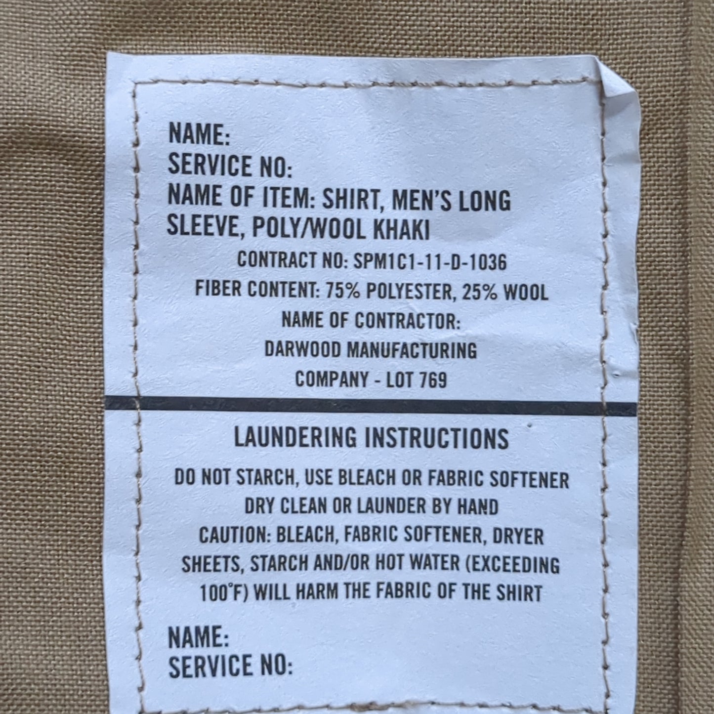 DARWOOD 15x33 Men's Long Sleeve Poly Wool Khaki Shirt Marine (10s (ab09-g111)