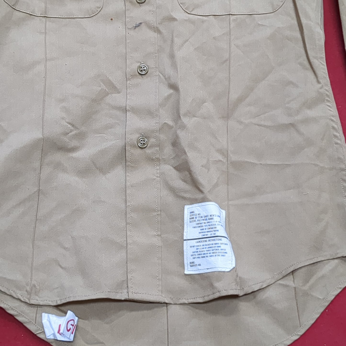 DLA 15x33 Men's Long Sleeve Poly Wool Khaki Shirt Marine (10s (ab09-g109)