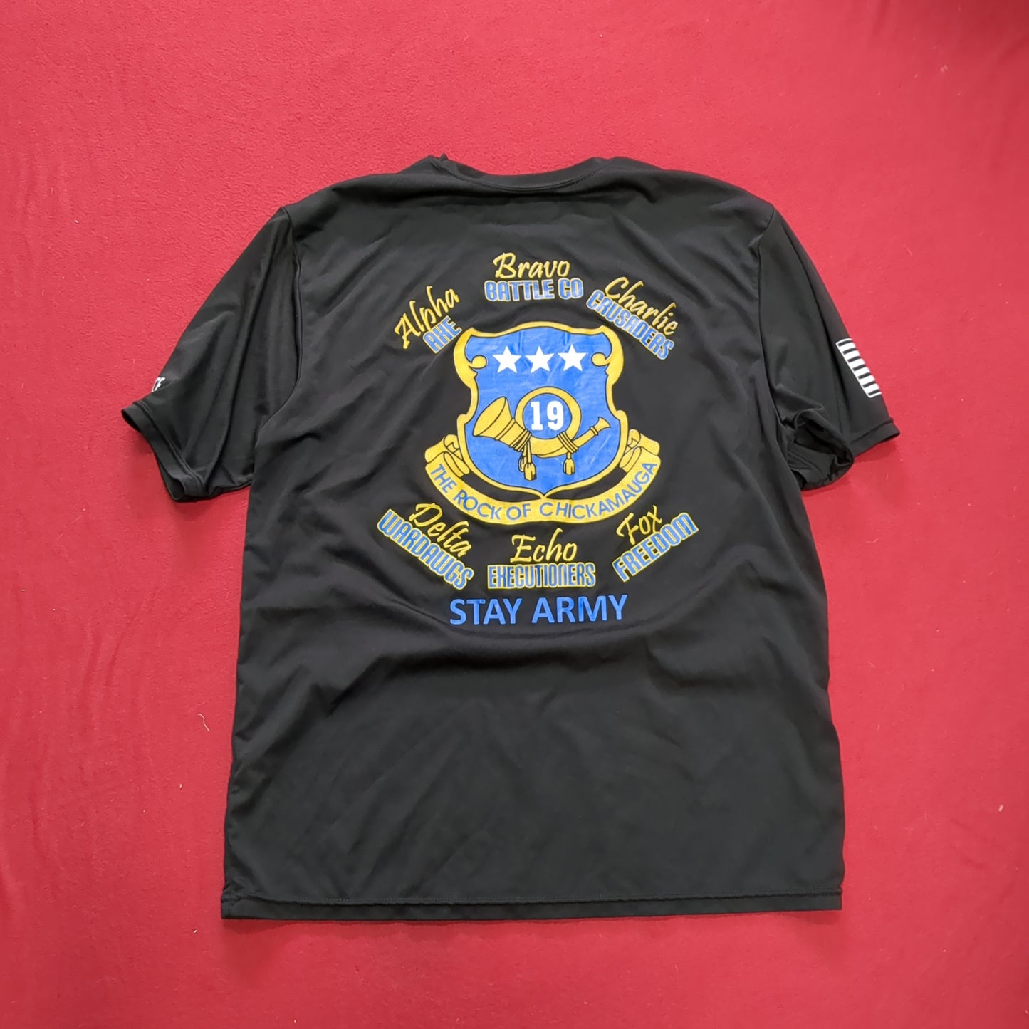 US Army Large Black Rock Force T-Shirt Excellent Condition (fb10-AUG202)