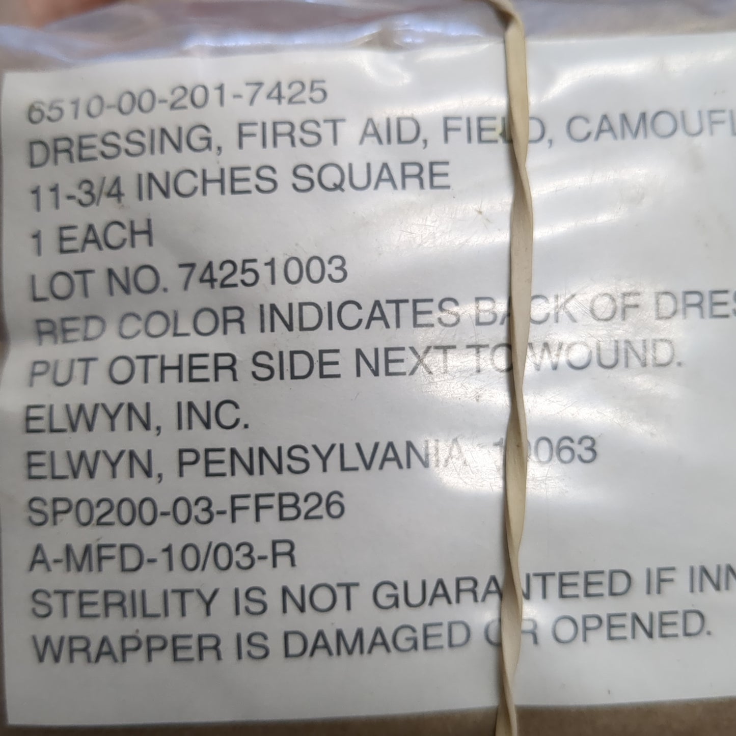 2pk - Large US Army First Aid Field Dressing Wound Camouflage ELWYN (13s (ab12-04)