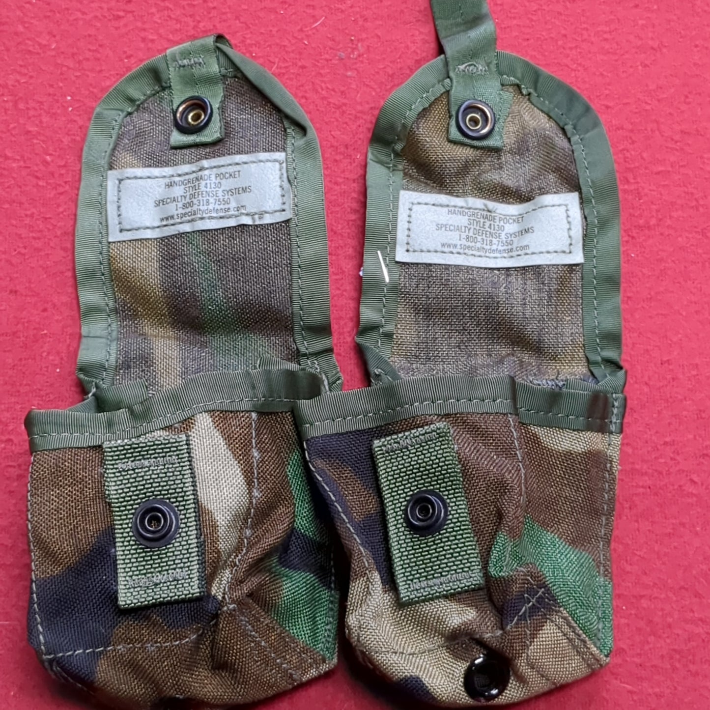 2 x US Army BDU Woodland Handgrenade Pocket Molle Pouch (20s ac15-15)