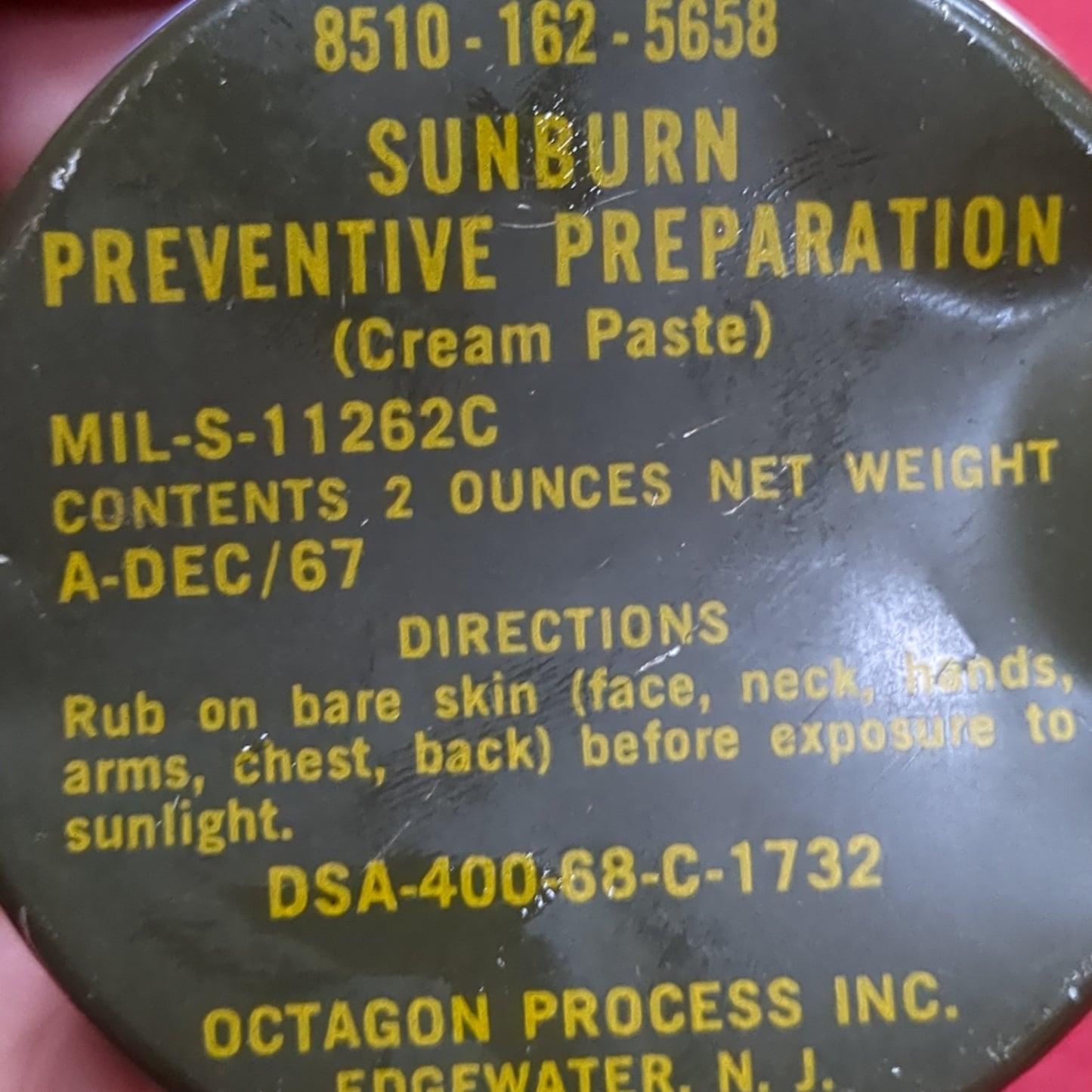 US Army Vietnam Era Sunburn Preventive Preparation 2oz (21s ac15-5)